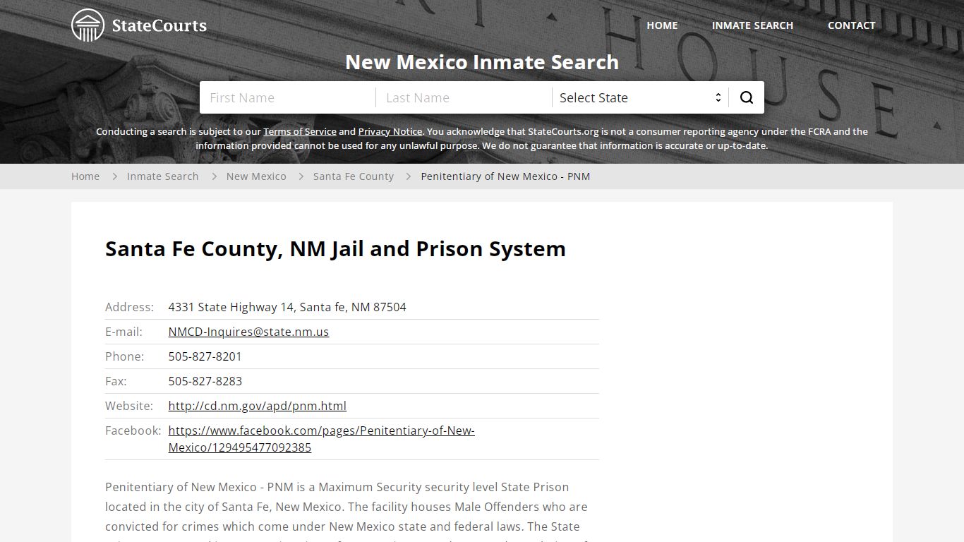 Penitentiary of New Mexico - PNM Inmate Records Search ...